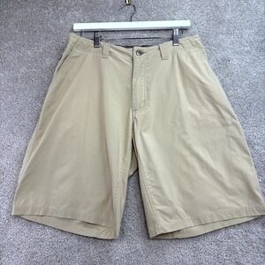 Patagonia Hiking Shorts Men's 32 Beige Nylon Logo Flat Front Gorpcore Outdoor